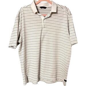 Callaway Men Cream Polo Short Sleeve Shirt with Black Yellow Stripes Size Large